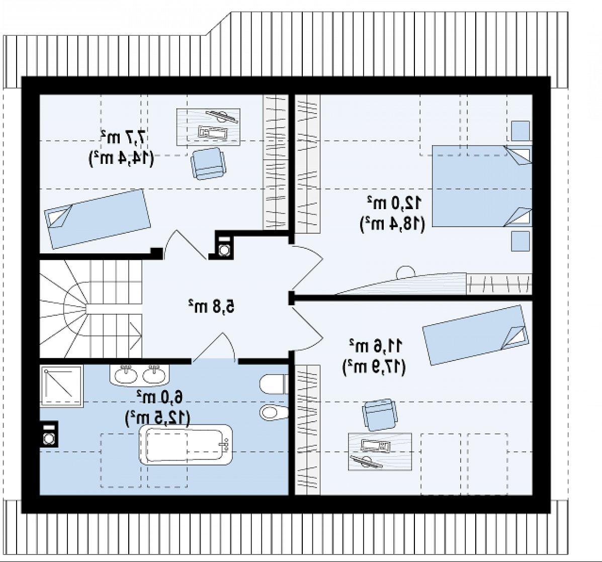 Второй этаж 43,1 (69,0 м²) дома Z40