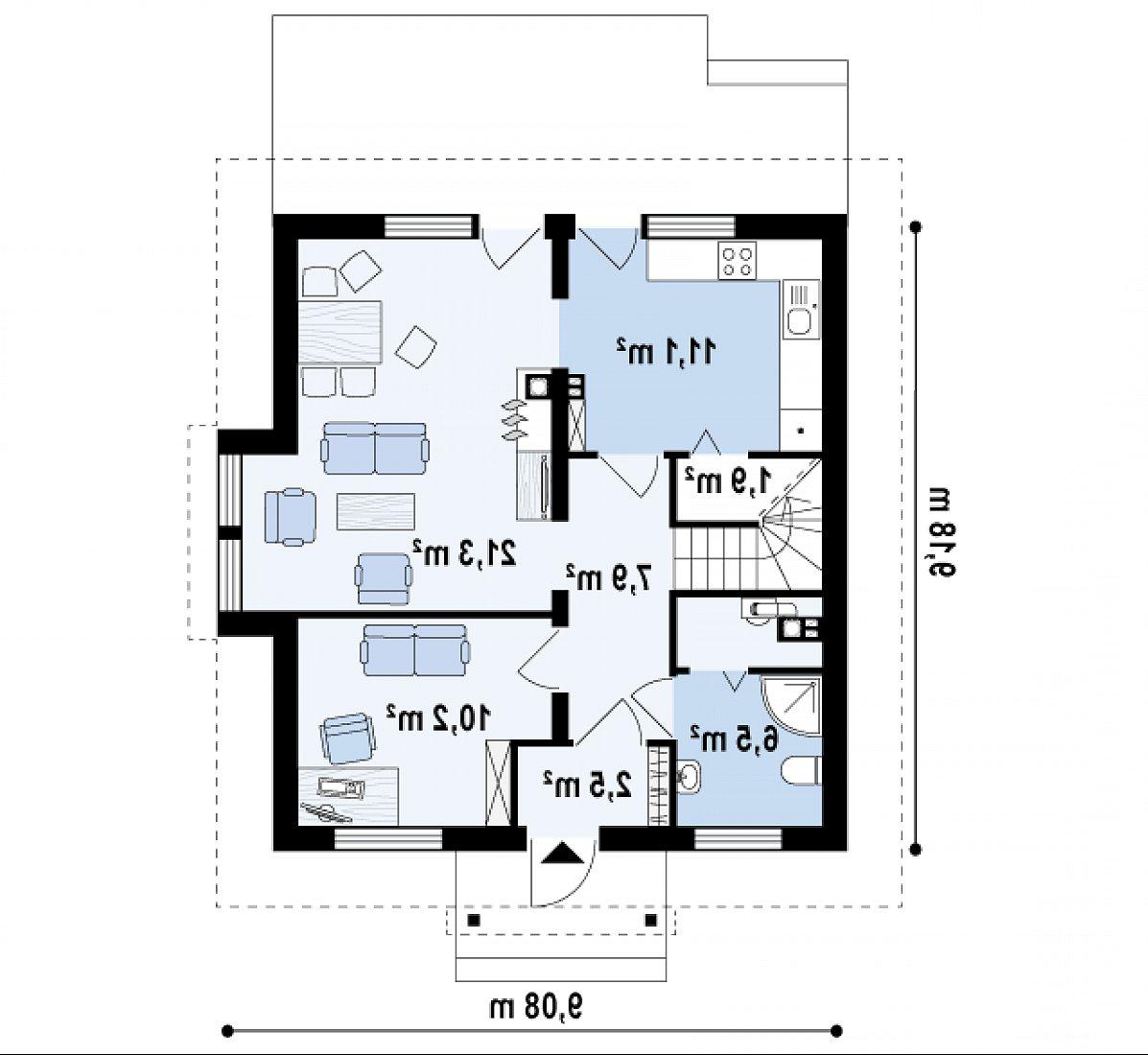 Первый этаж 61,5 м² дома Z44