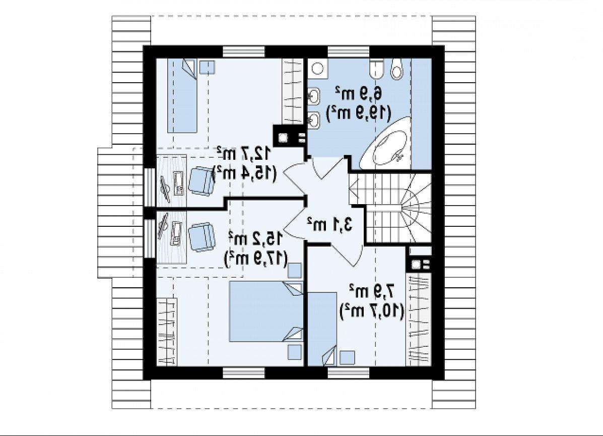 Второй этаж 45,7 (57,1 м²) дома Z44