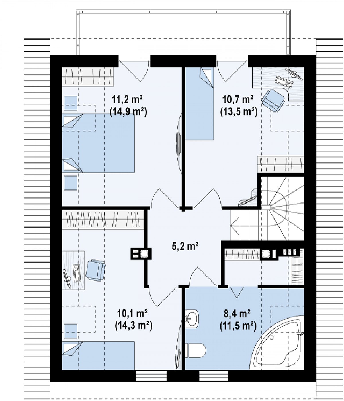 Второй этаж 45,6 (59,3 м²) дома Z45
