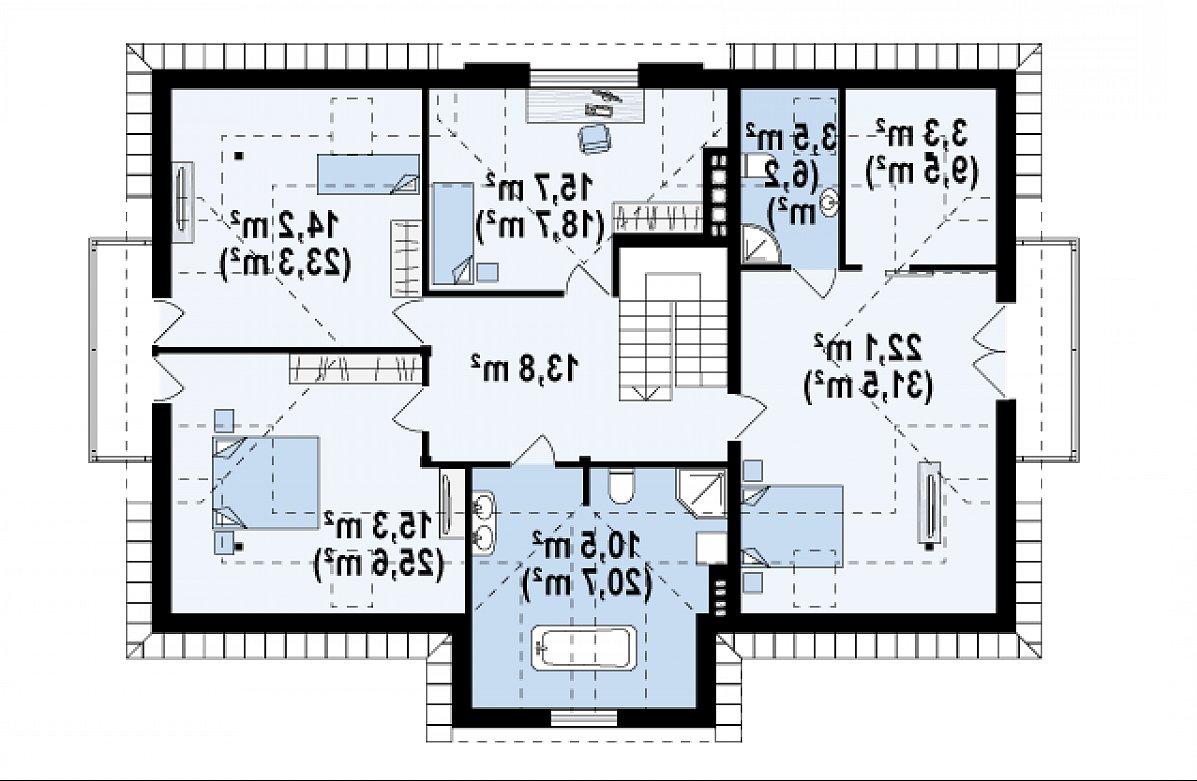 Второй этаж 98,5 (149,5 м²) дома Z46
