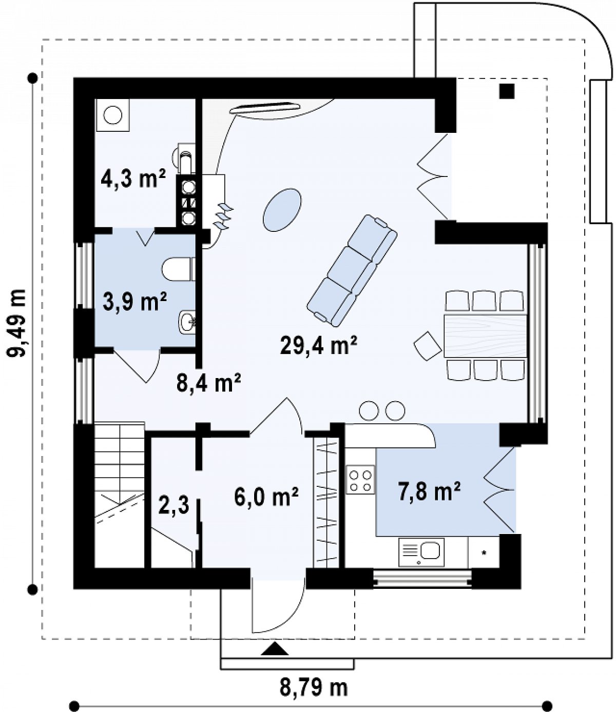 Первый этаж 62,1 м² дома Z47