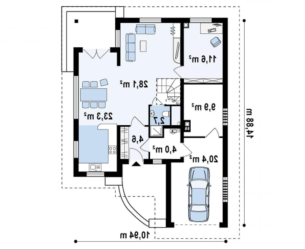 Первый этаж 84,3 (104,7 м²) дома Z49