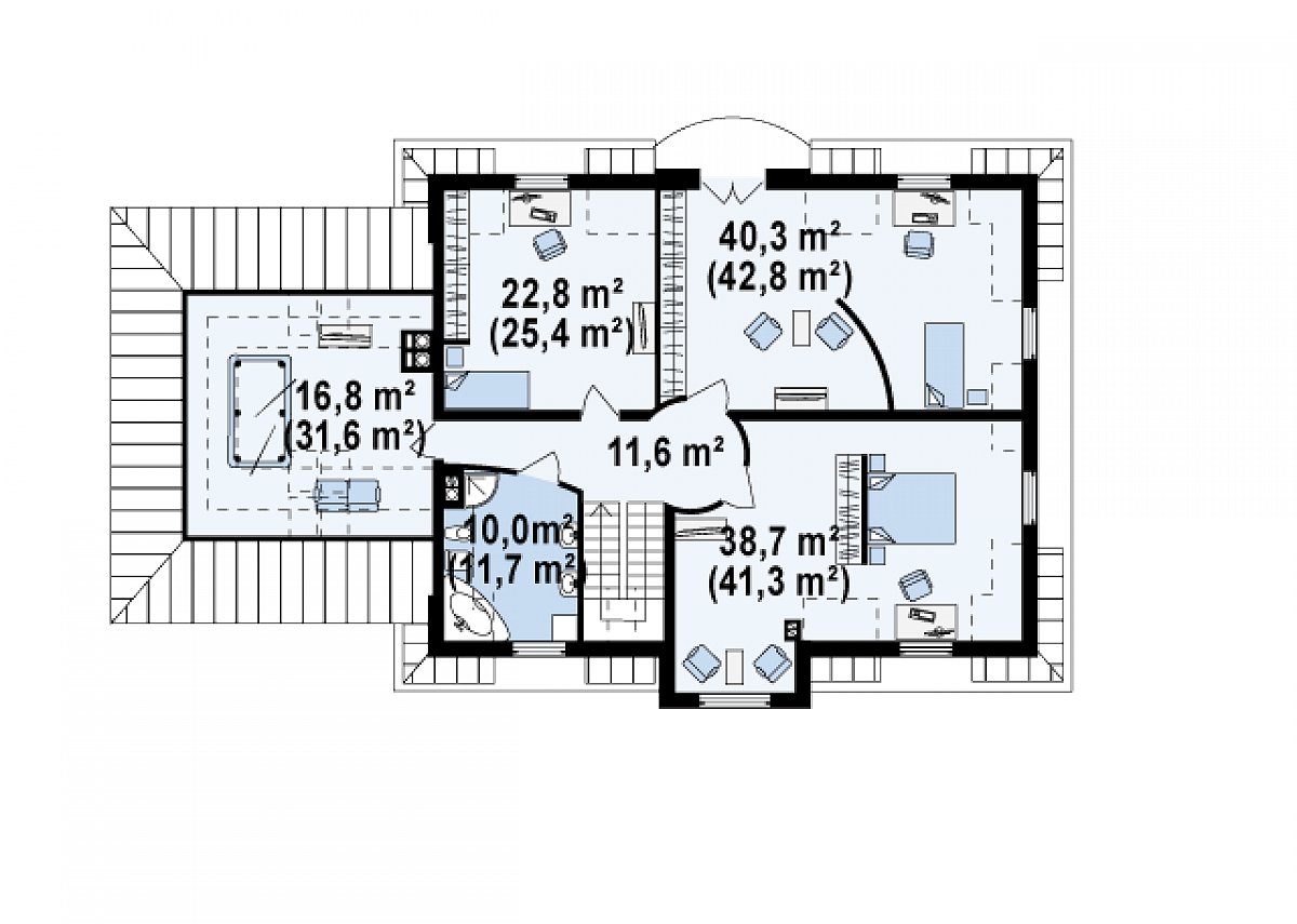 Второй этаж 142,3 (164,3 м²) дома Z50