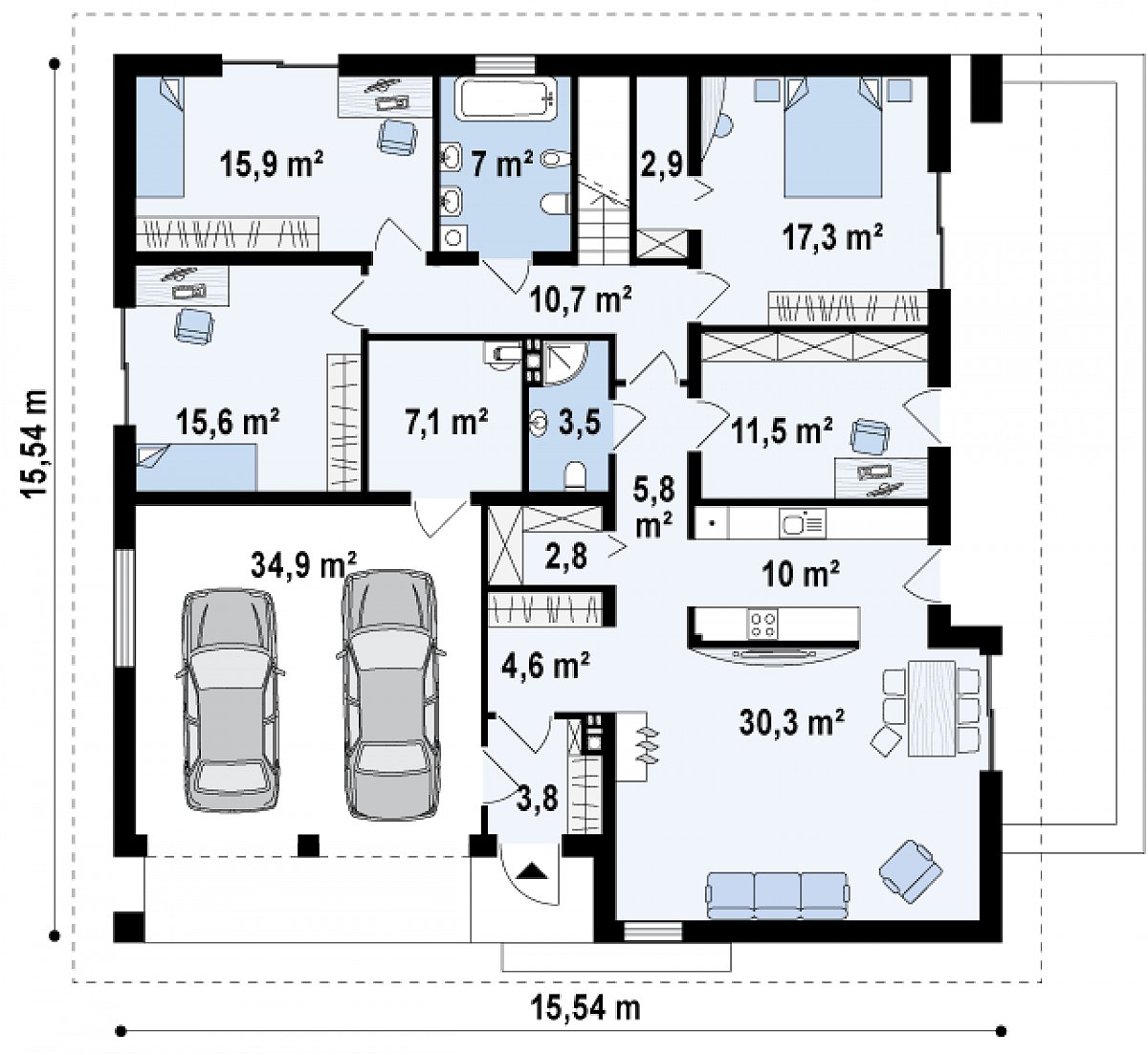 Первый этаж 148,7 (183,6 м²) дома Z51