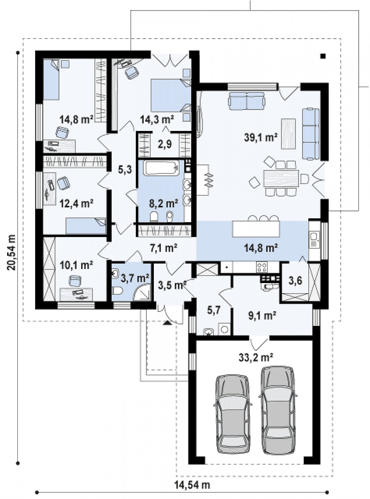 Первый этаж 162,7 (195,8 м²) дома Z52