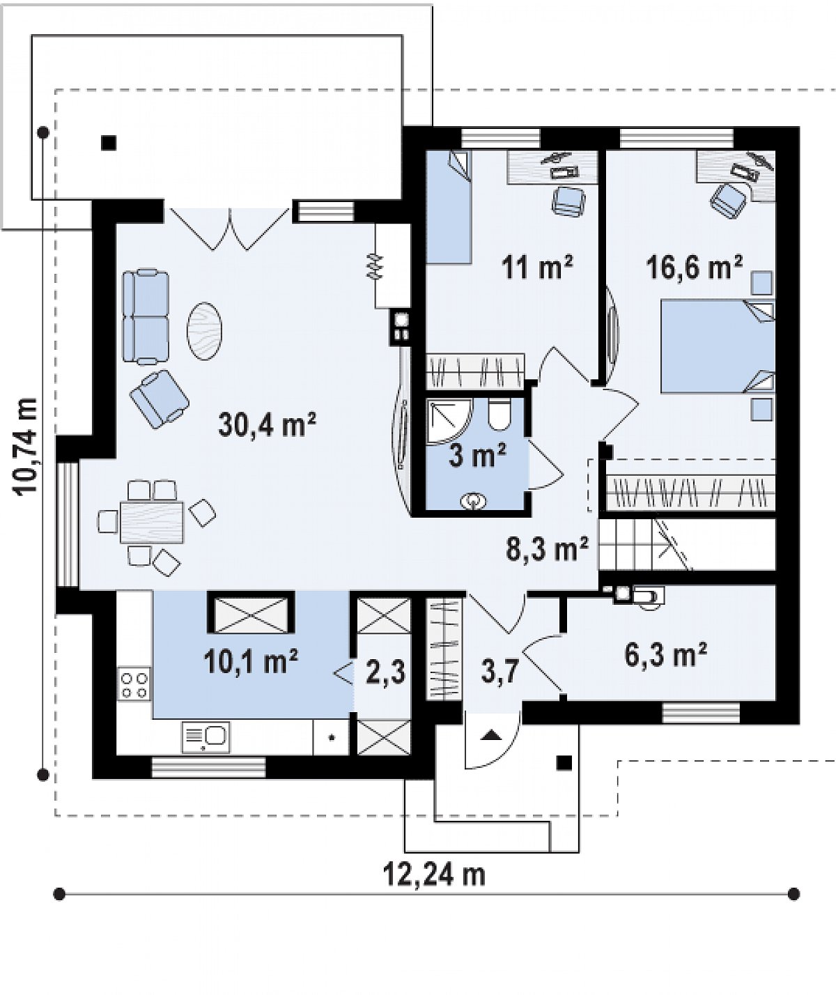 Первый этаж 92,1 (91,9 м²) дома Z54