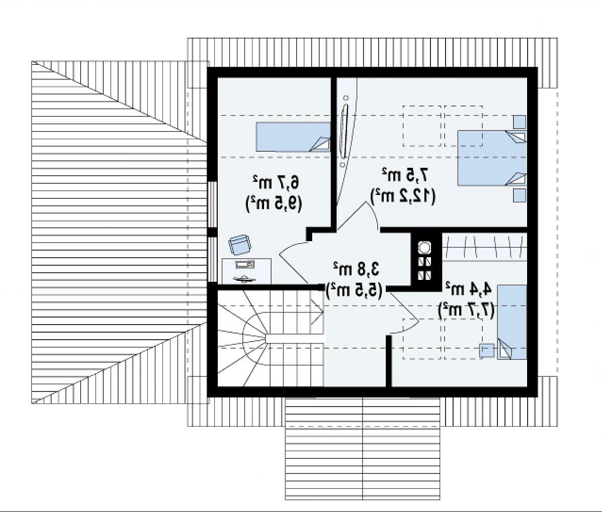 Второй этаж 22,4 (34,9 м²) дома Z57