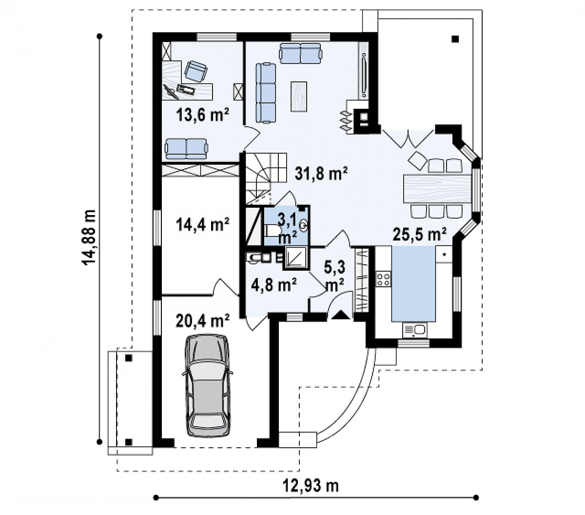 Первый этаж 98,6 (119,0 м²) дома Z58 z blk