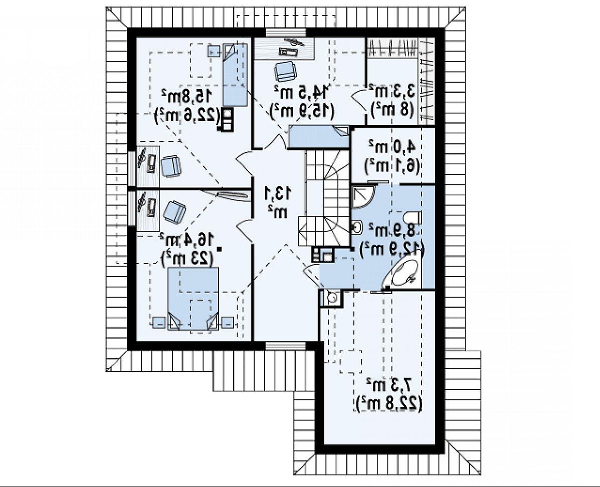 Второй этаж 83,2 (124,4 м²) дома Z58