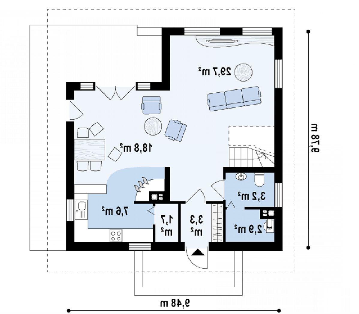 Первый этаж 67,4 м² дома Z62