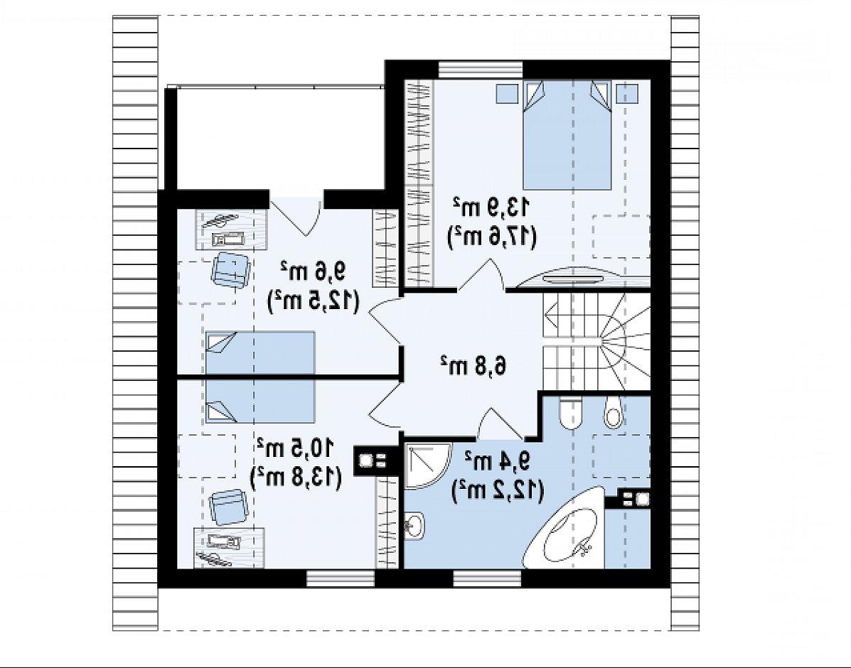 Второй этаж 50,1 (62,9 м²) дома Z62