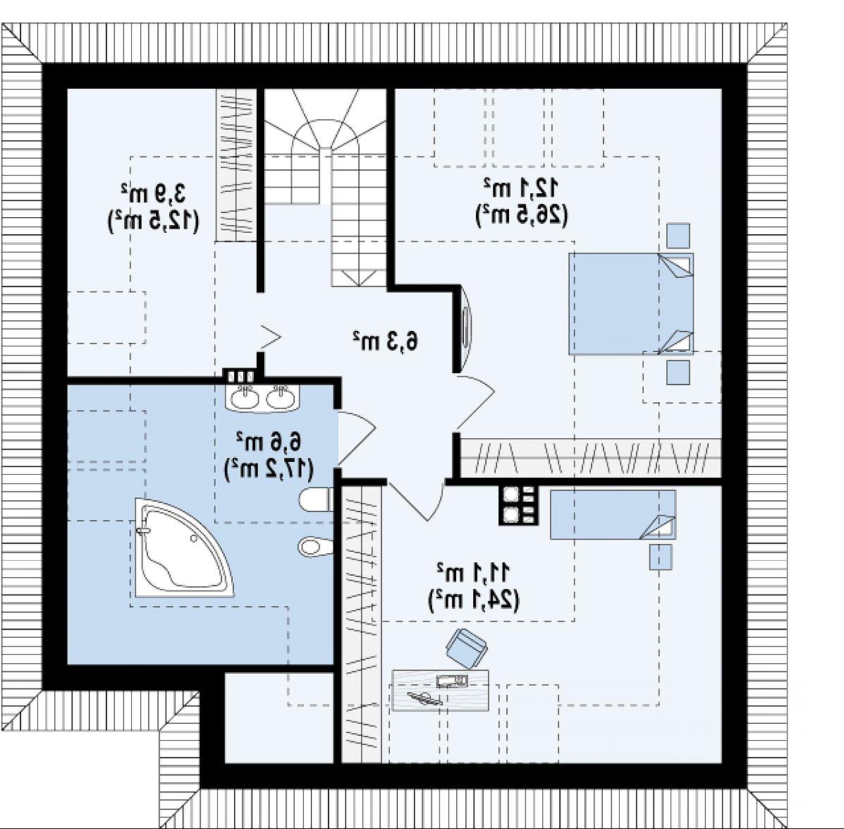 Второй этаж 39,8 (86,5 м²) дома Z64 a