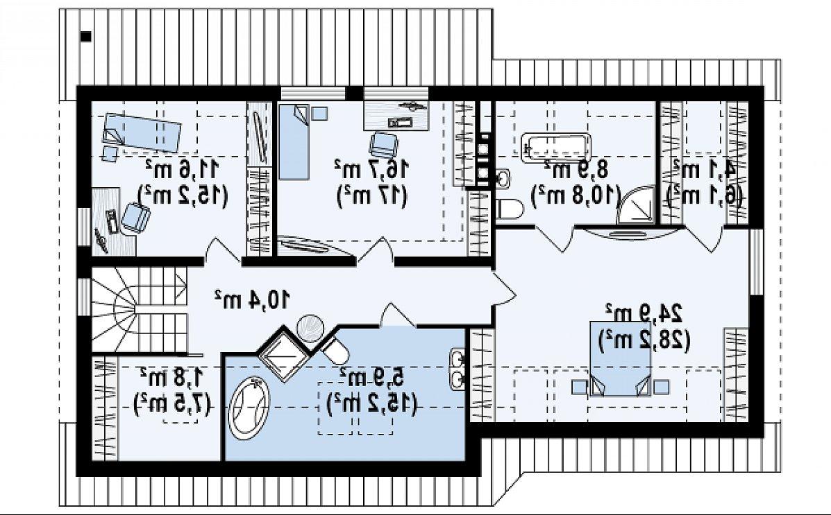 Второй этаж 85,3 (111,0 м²) дома Z68 GL2