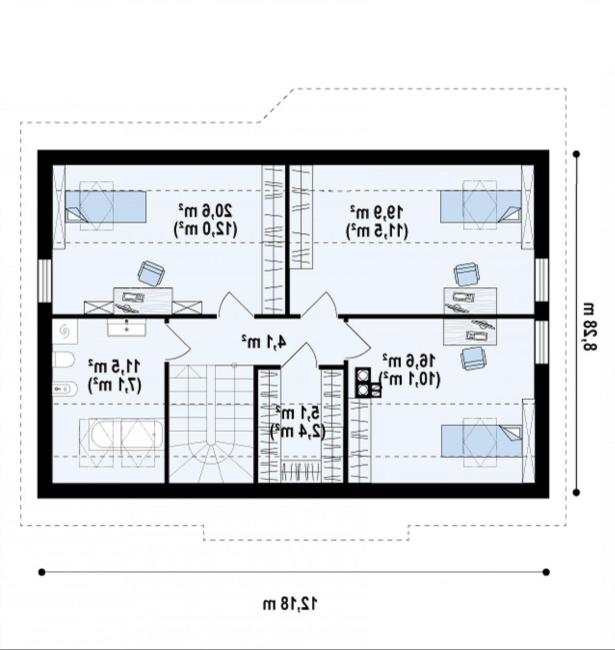 Второй этаж 47,3 (77,8 м²) дома Z7 P 35