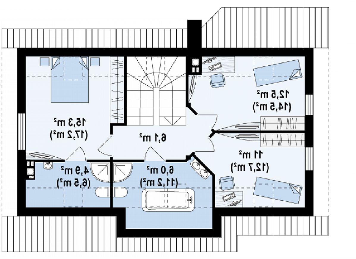 Второй этаж 56,0 (68,1 м²) дома Z79