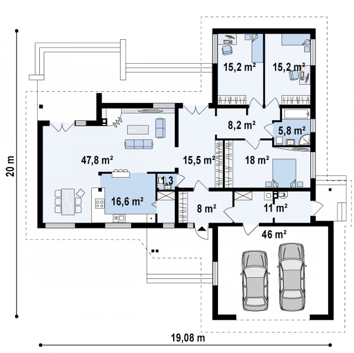 Первый этаж 162,8 (208,8 м²) дома Z81
