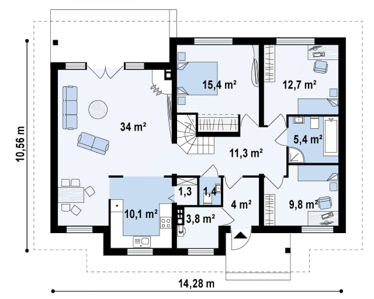 Первый этаж 109,3 м² дома Z83