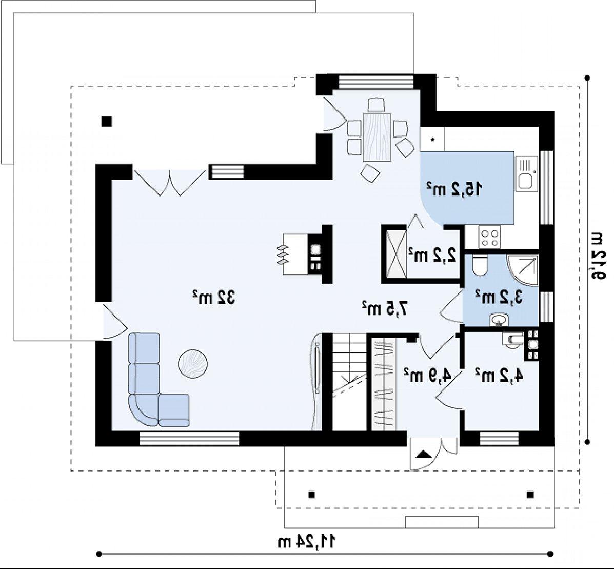 Первый этаж 69,2 м² дома Z89