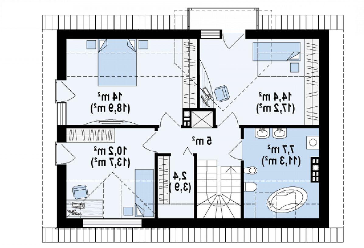 Второй этаж 53,7 (70,0 м²) дома Z89