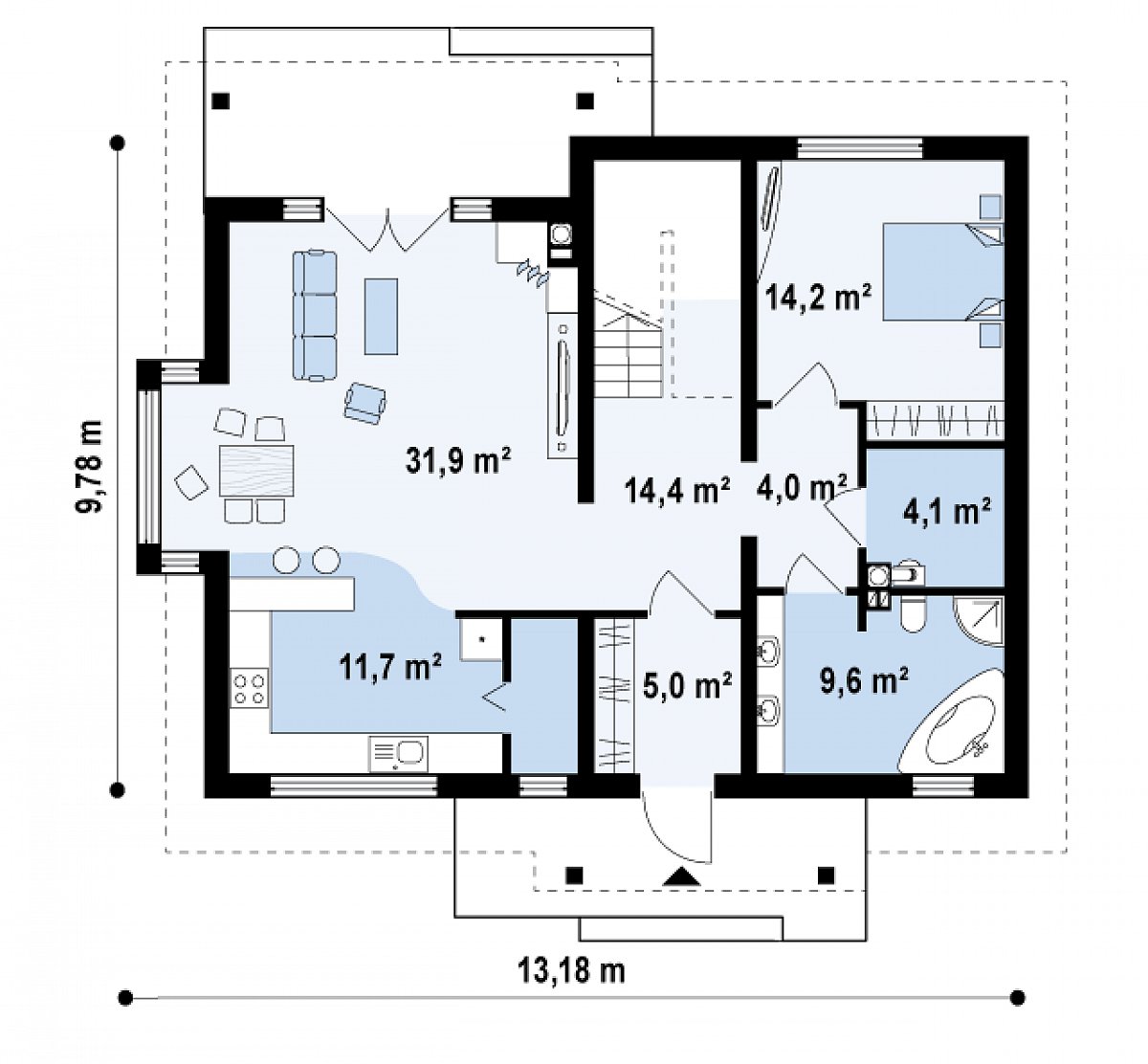 Первый этаж 94,9 м² дома Z95