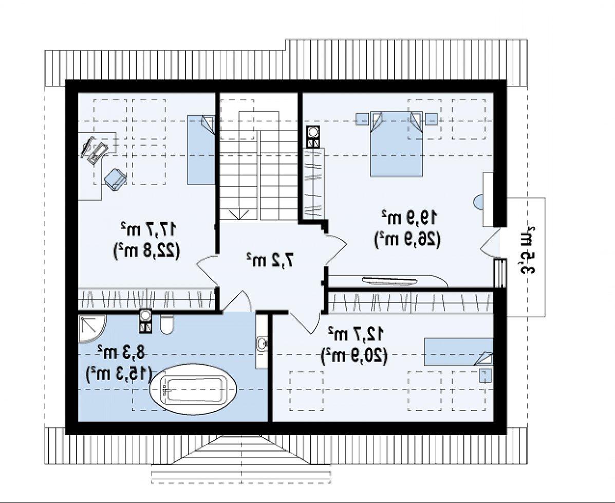 Второй этаж 65,8 (93,2 м²) дома Z95