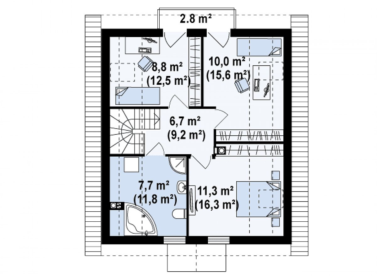 Второй этаж 44,6 (65,4 м²) дома Z99 k