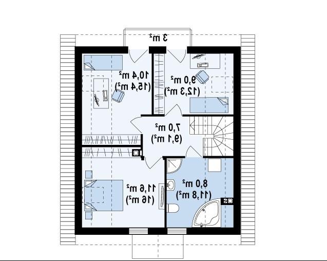 Второй этаж 45,9 (64,6 м²) дома Z99 dk