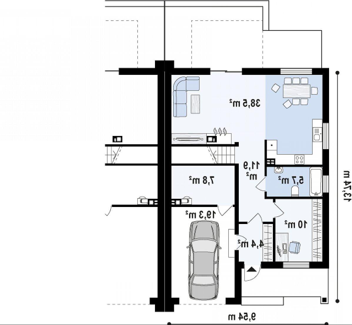 Первый этаж 78,1 (97,4 м²) дома Zb13