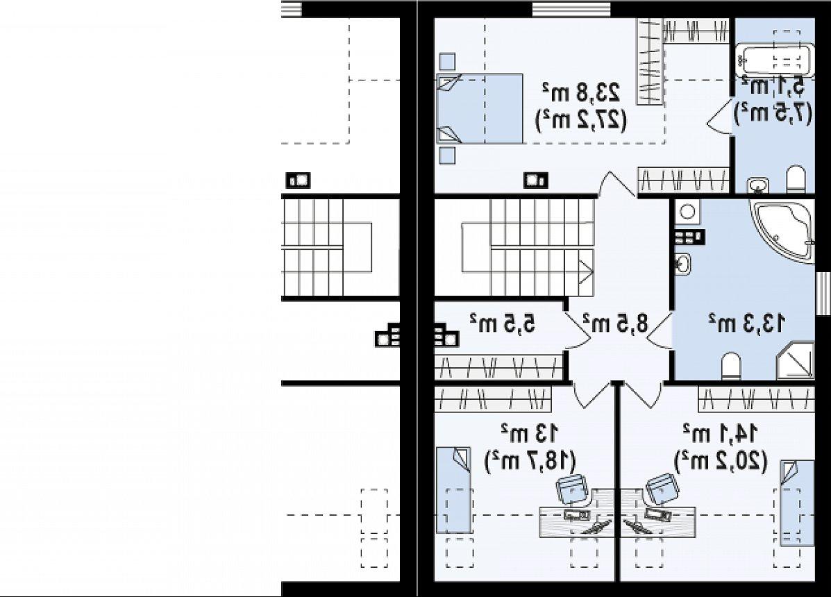 Второй этаж 85,7 (100,3 м²) дома Zb13