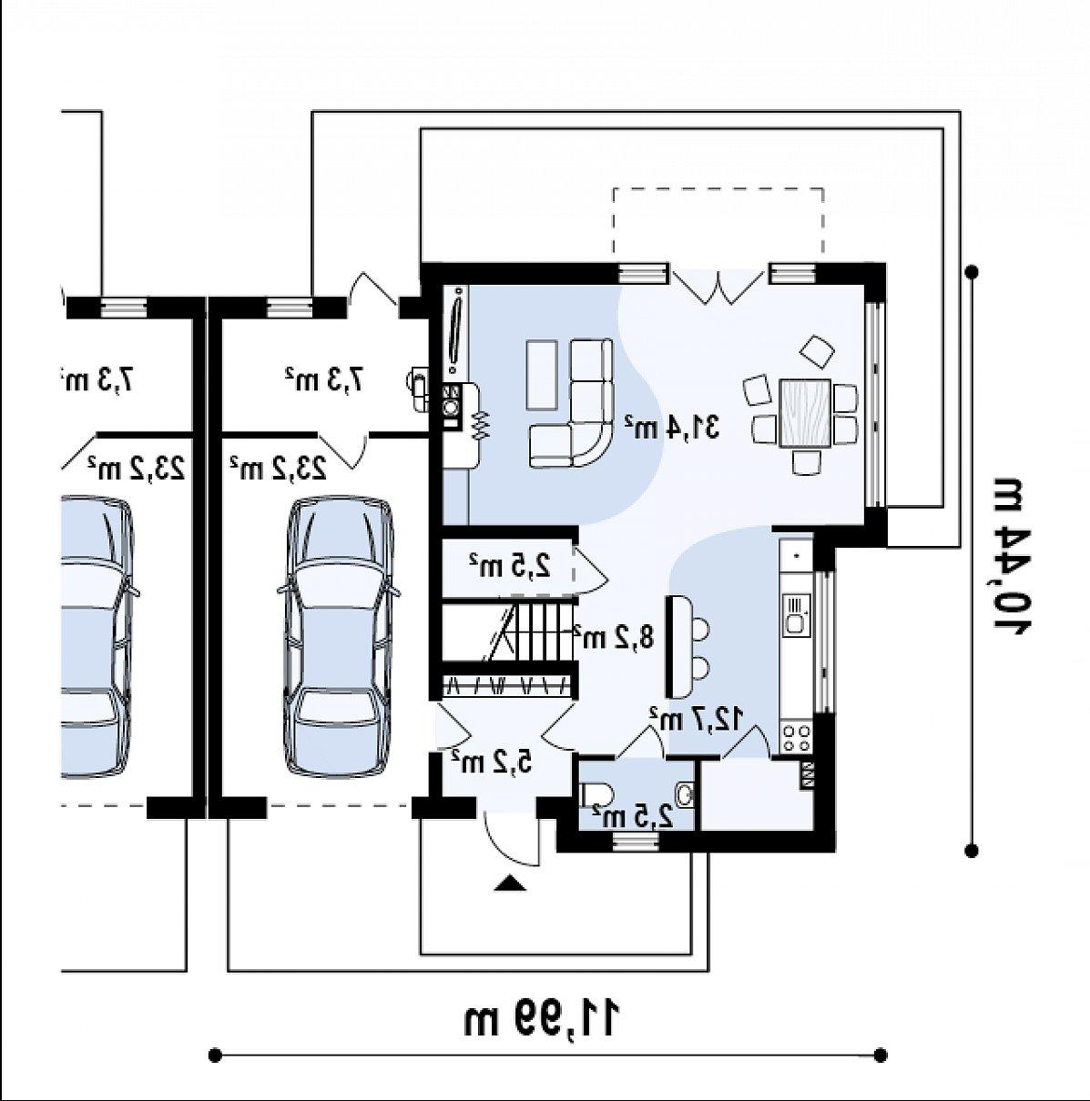 Первый этаж 62,4 (92,9 м²) дома Zb3