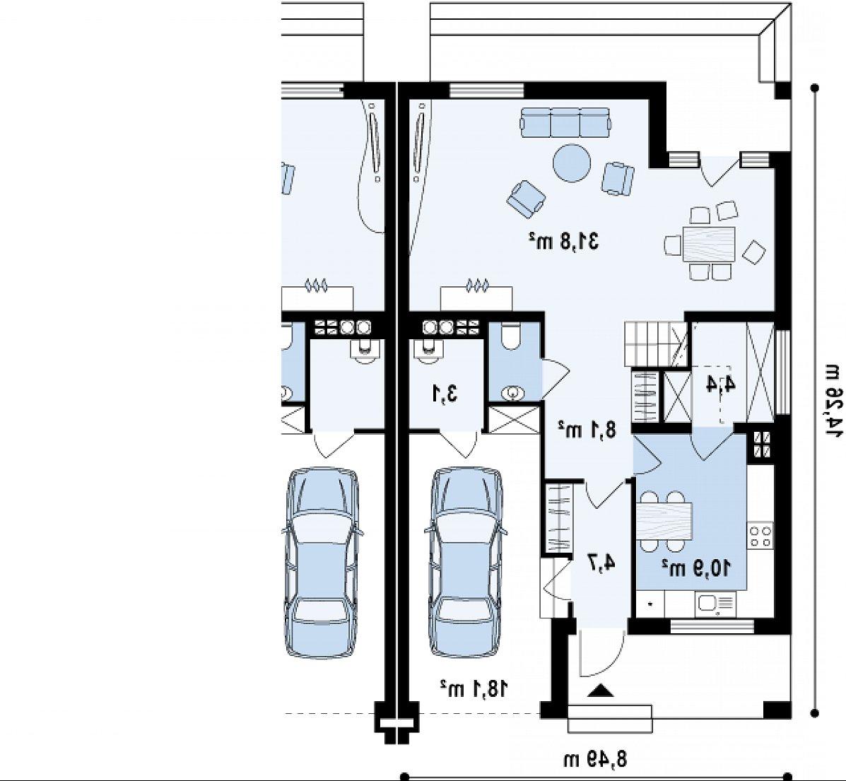Первый этаж 61,8 (83,0 м²) дома Zb4