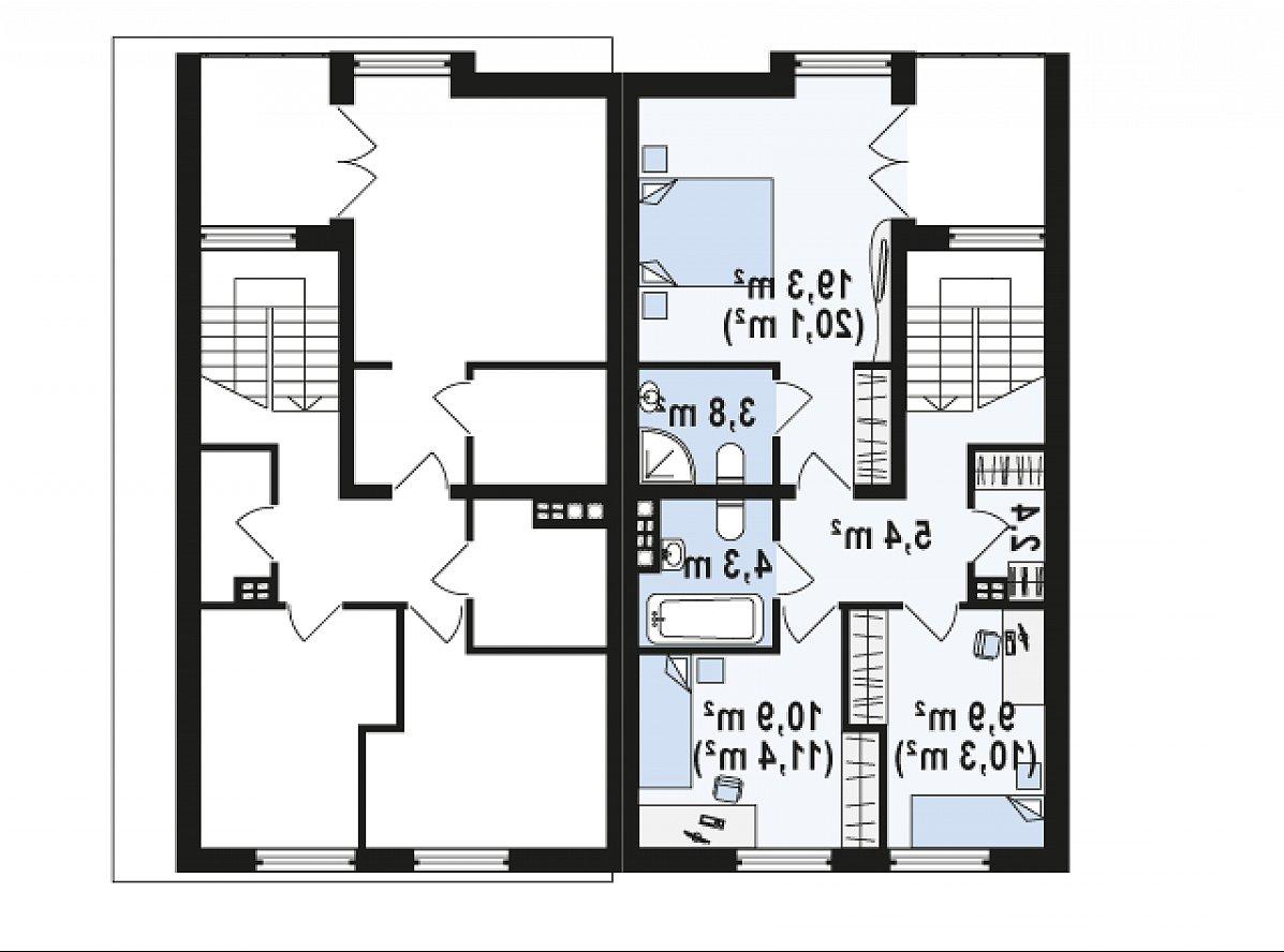 Второй этаж 56,0 (57,6 м²) дома Zb7