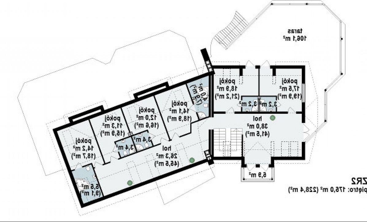 Второй этаж 179,9 (228,4 м²) дома Zr2