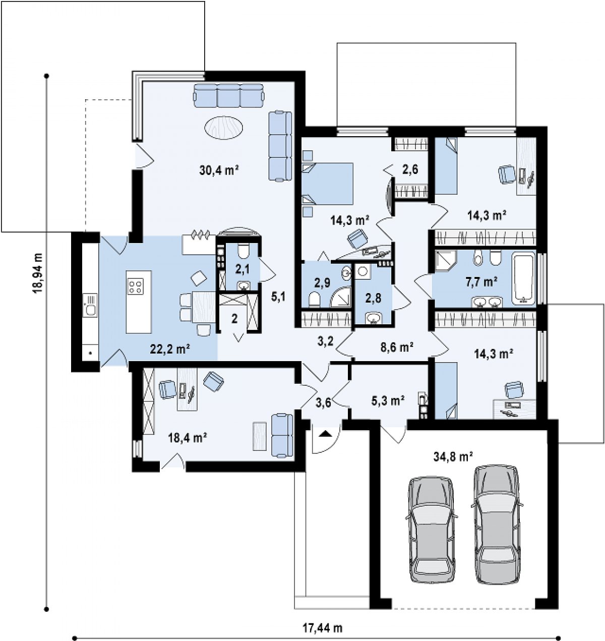 Первый этаж 159,6 (194,4 м²) дома Zx101 GP2