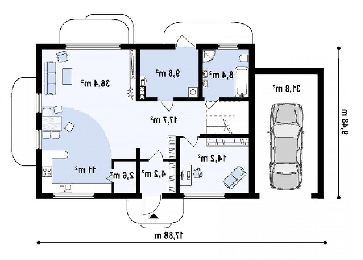 Первый этаж 104,3 (136,1 м²) дома Zx11 GL