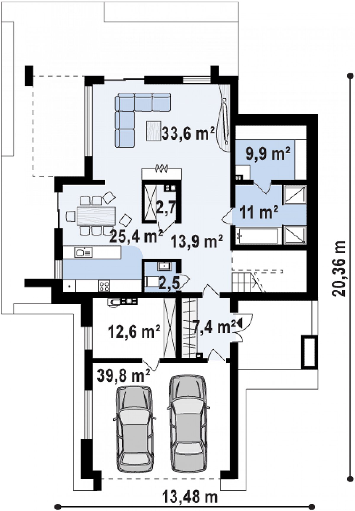 Первый этаж 106,6 (159,0 м²) дома Zx112