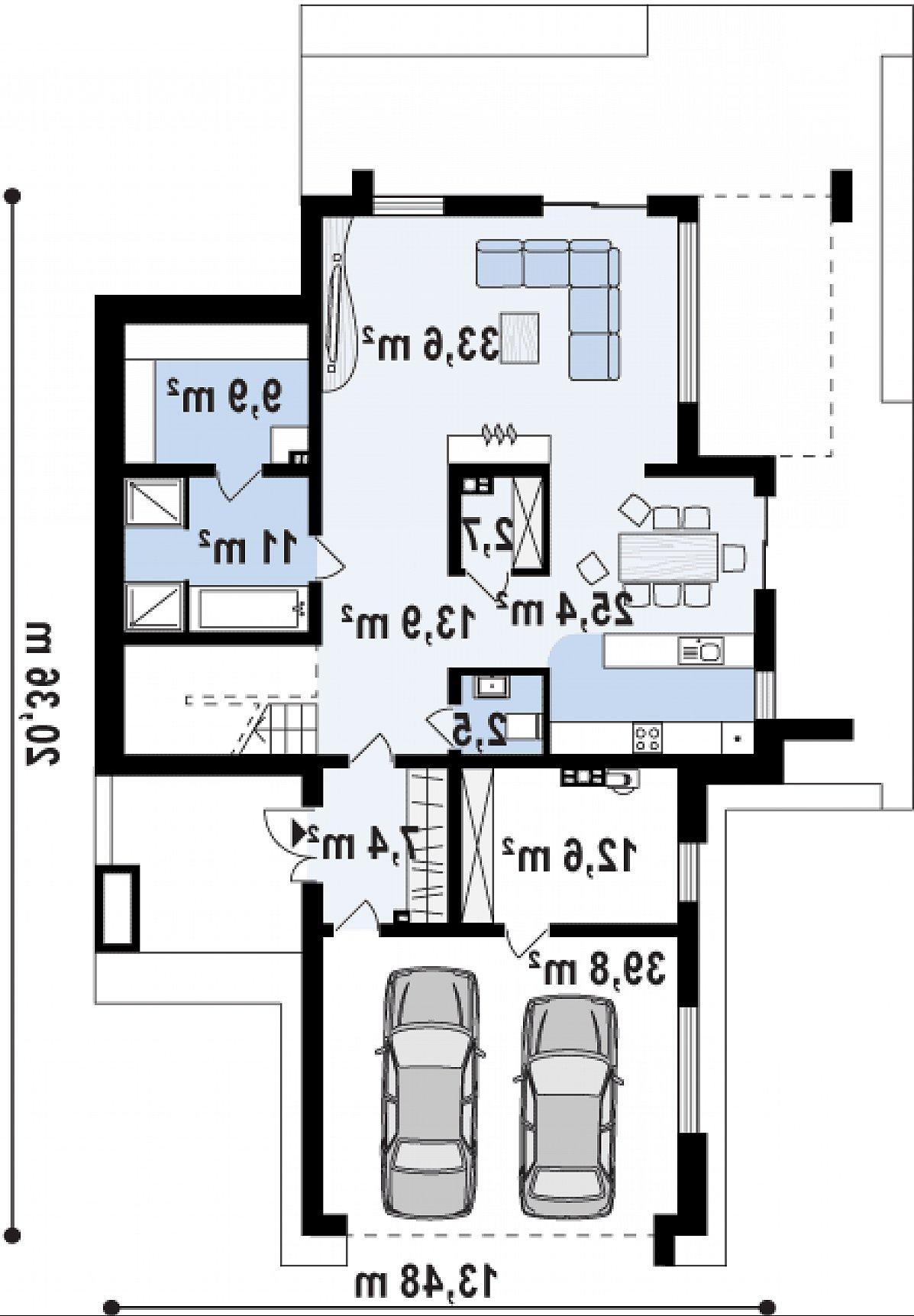 Первый этаж 106,6 (159,0 м²) дома Zx112