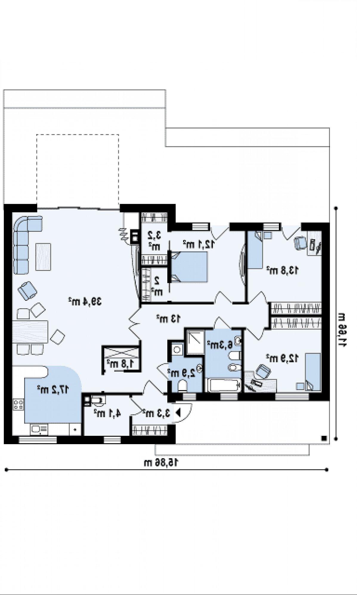 Первый этаж 131,9 м² дома Zx115