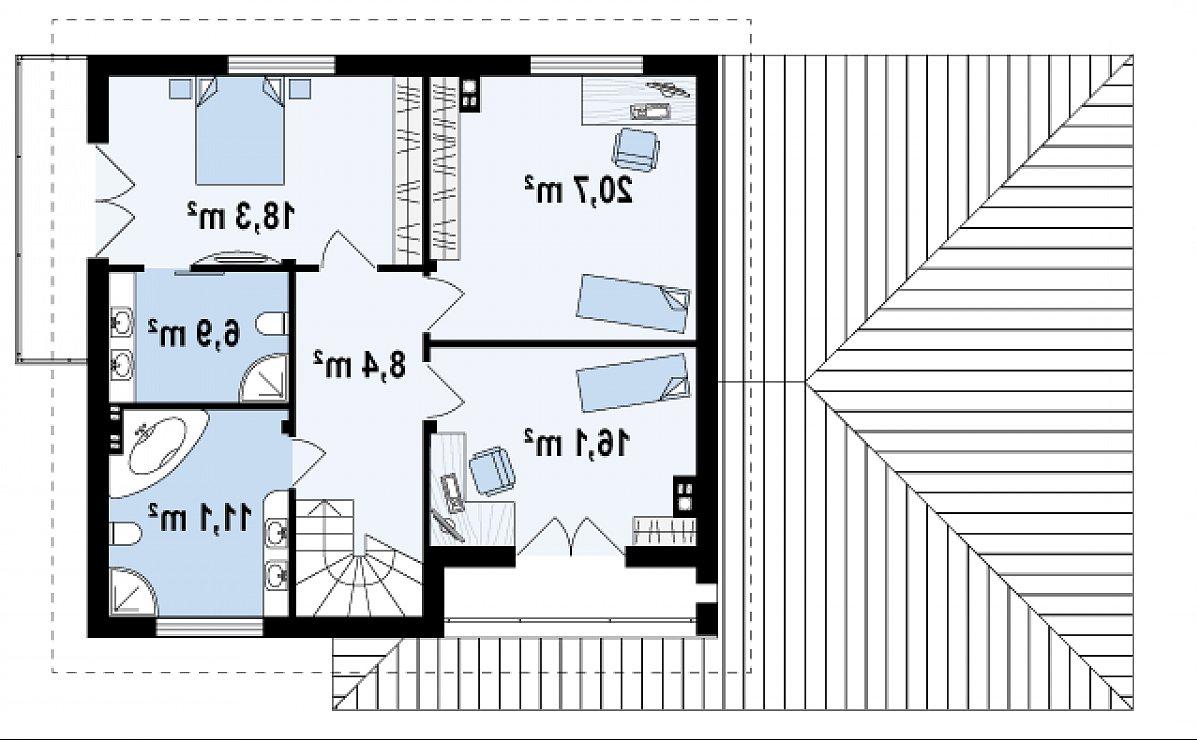 Второй этаж 81,6 м² дома Zx12 GL2