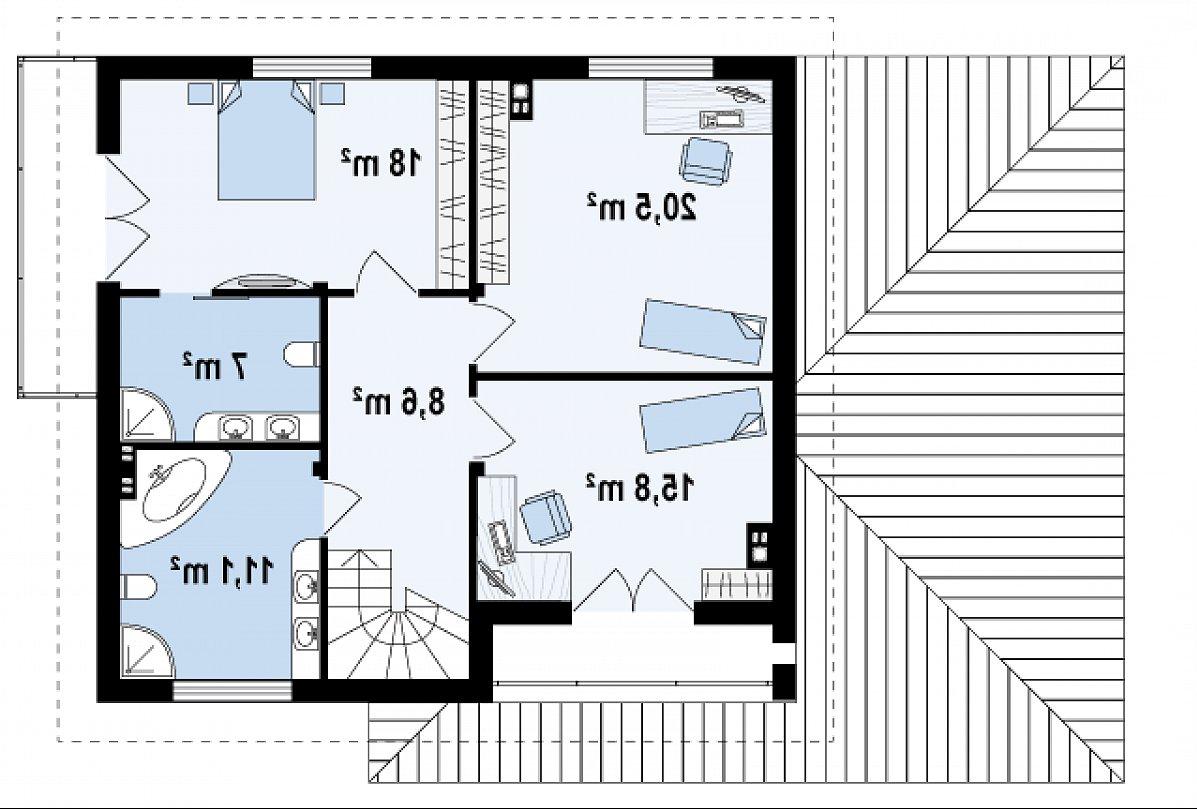 Второй этаж 80,9 м² дома Zx12 k