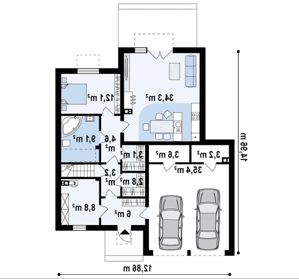 Первый этаж 90,8 (126,1 м²) дома Zx120