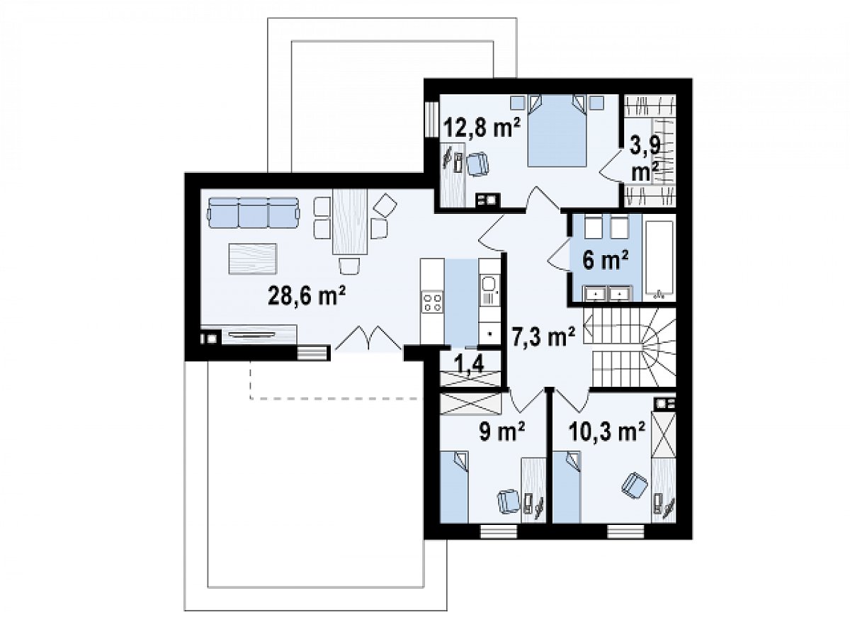 Второй этаж 79,4 м² дома Zx120