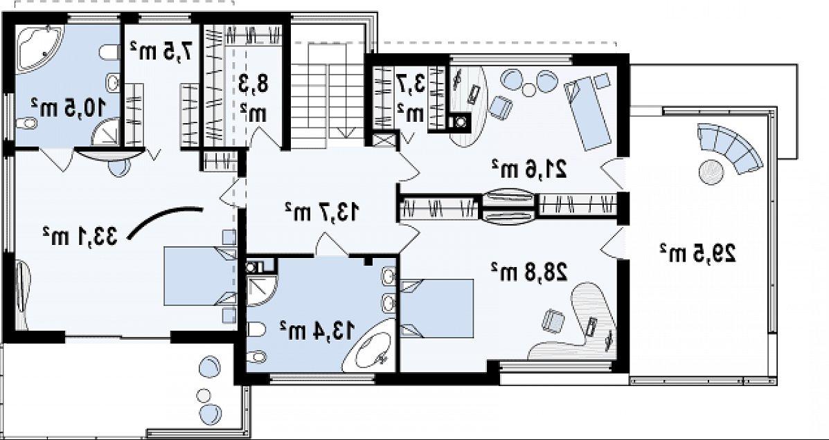 Второй этаж 140,5 м² дома Zx15 GL2