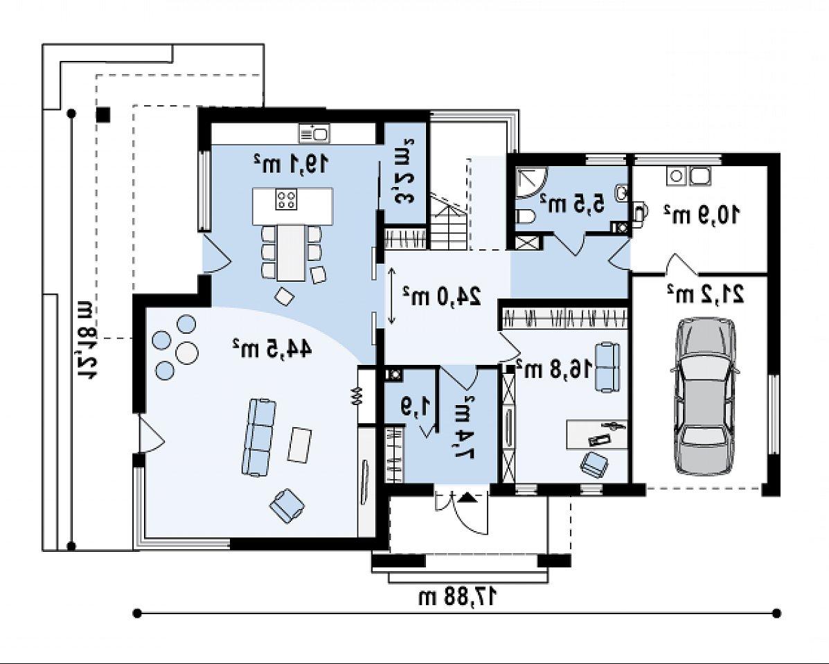 Первый этаж 122,4 (154,6 м²) дома Zx15