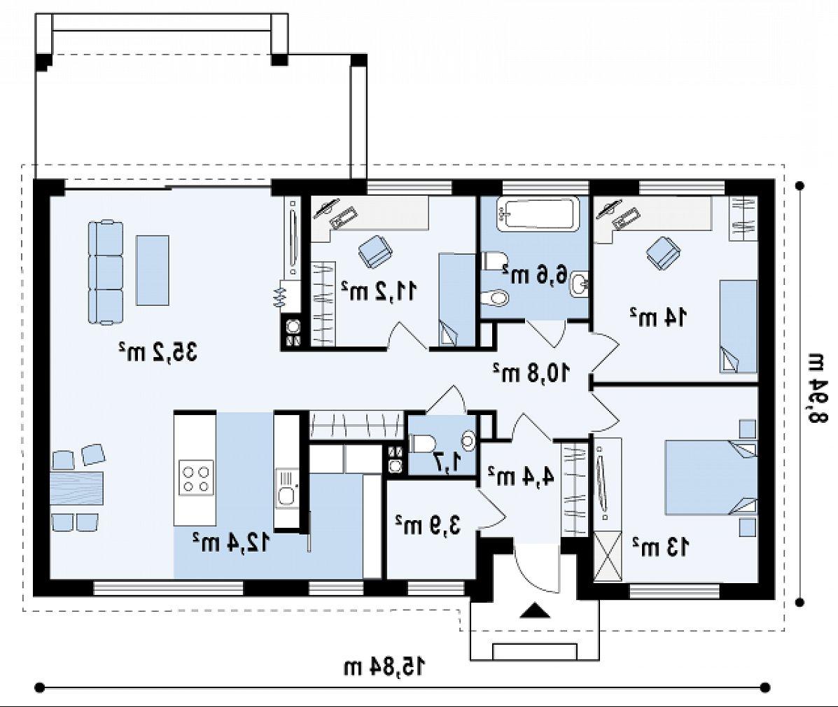 Первый этаж 113,2 м² дома Zx17