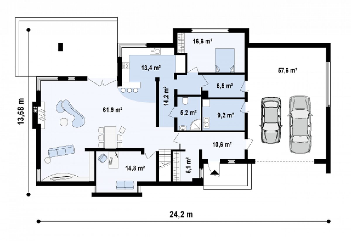 Первый этаж 156,5 (214,1 м²) дома Zx1