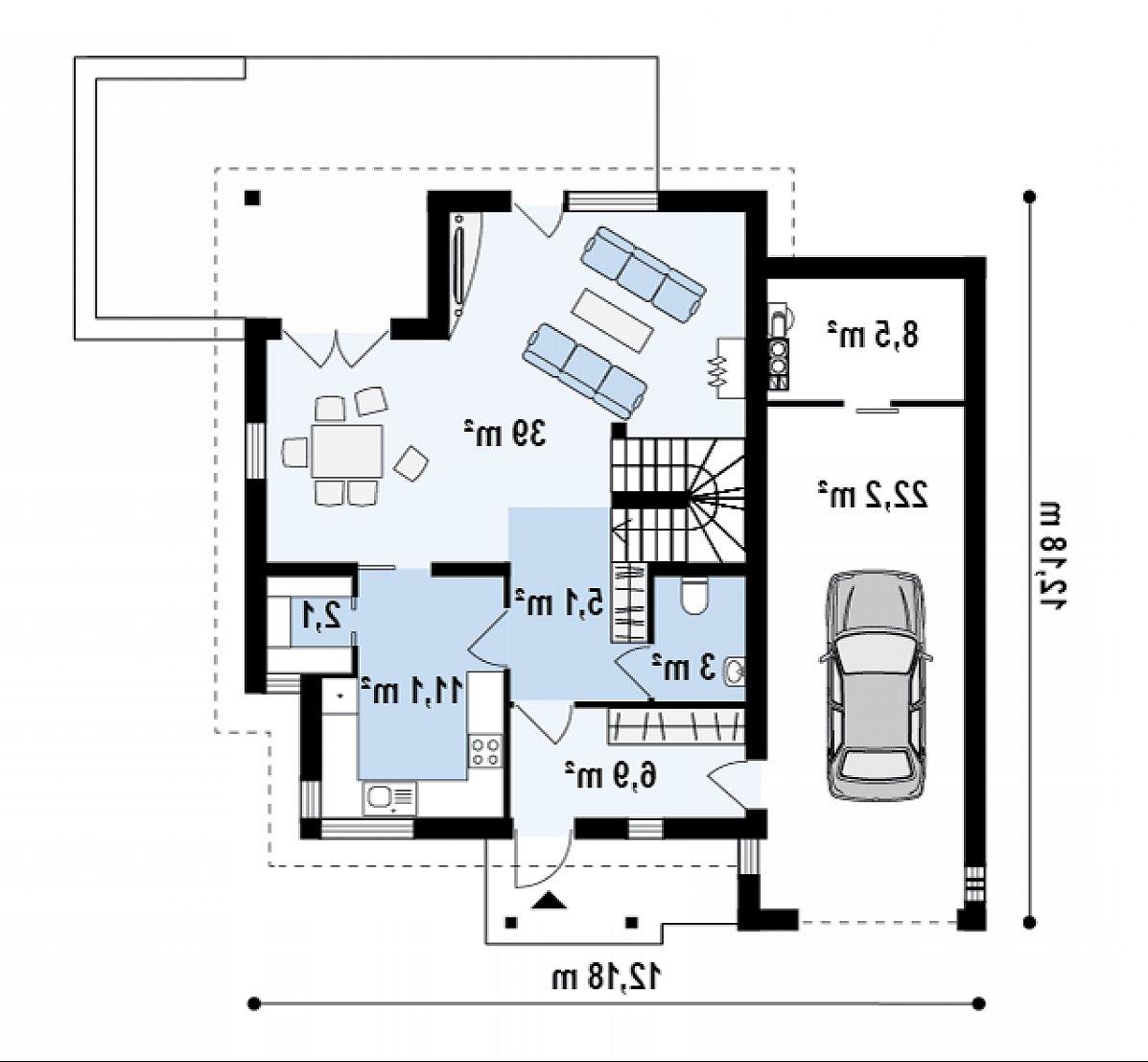 Первый этаж 67,3 (98,0 м²) дома Zx23