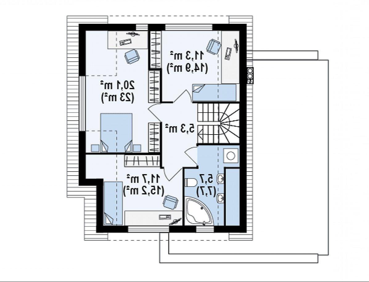 Второй этаж 54,2 (66,1 м²) дома Zx23
