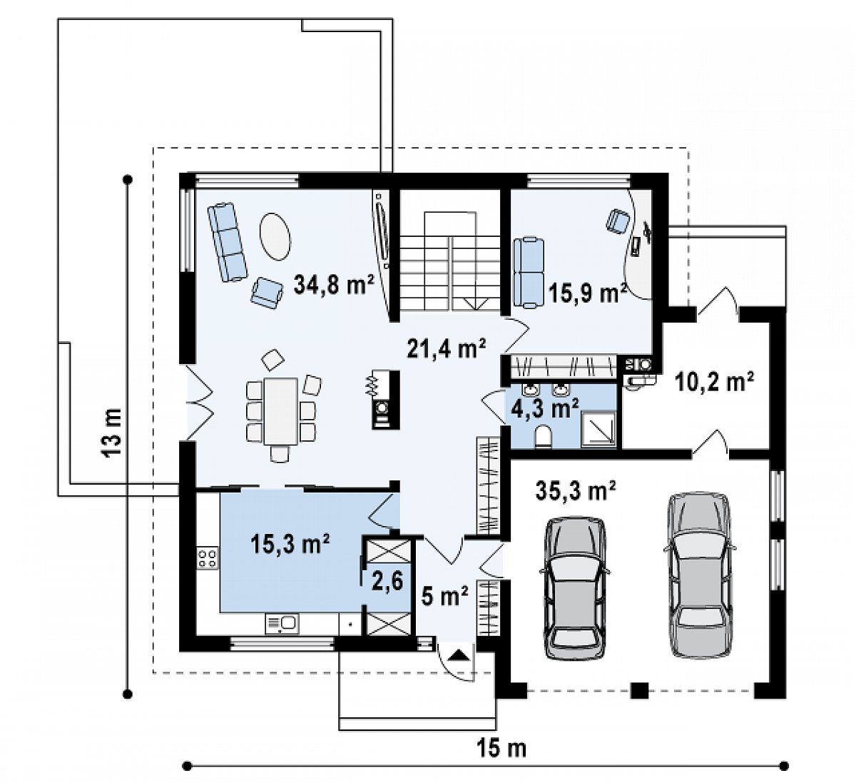 Первый этаж 99,3 (144,8 м²) дома Zx30